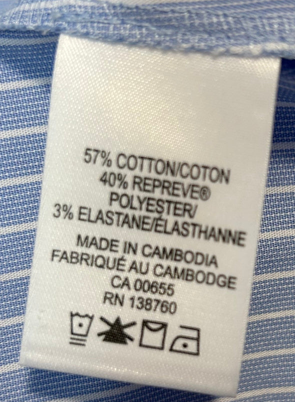 Long Sleeve Shirt/Blouse, Blue Stripe, Medium,