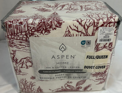 Queen Size Duvet Set, Red/White, Turkish Flannel, NEW
