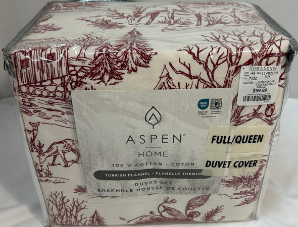 Queen Size Duvet Set, Red/White, Turkish Flannel, NEW