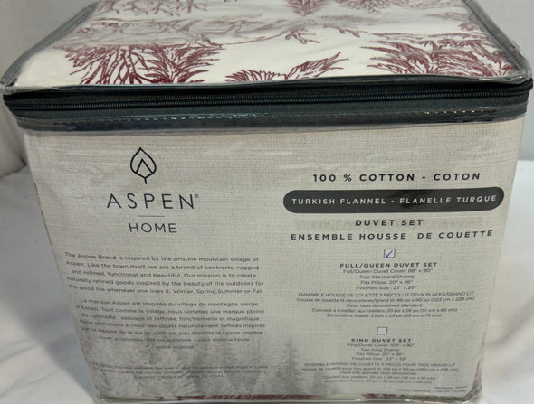 Queen Size Duvet Set, Red/White, Turkish Flannel, NEW