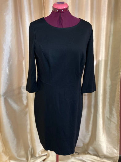 Ladies Lined Long Sleeve Dress, Black, Size 42, Viscose/Nylon