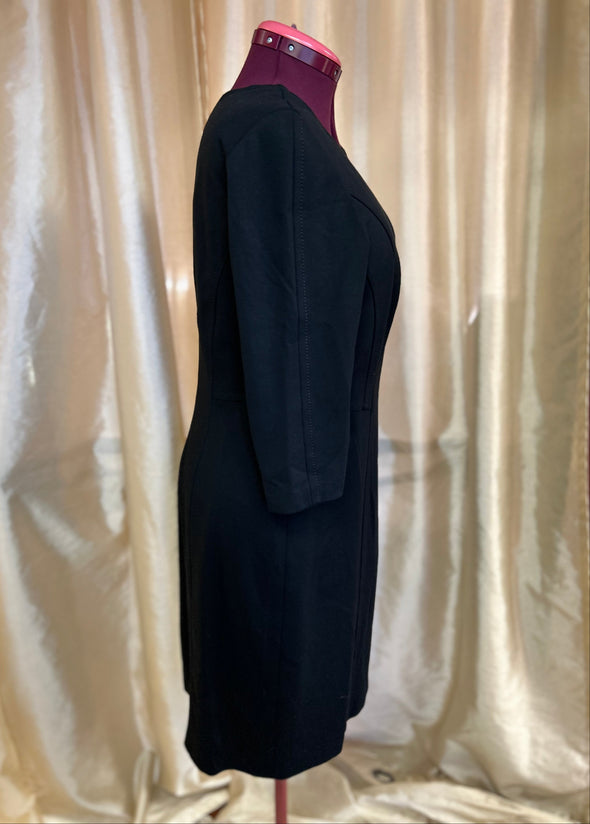 Ladies Lined Long Sleeve Dress, Black, Size 42, Viscose/Nylon