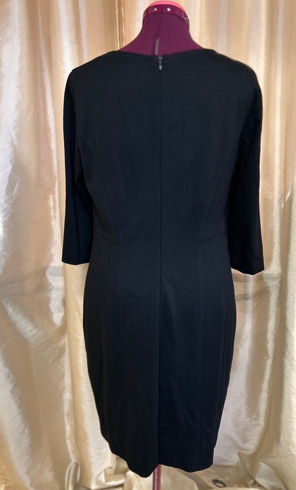 Ladies Lined Long Sleeve Dress, Black, Size 42, Viscose/Nylon