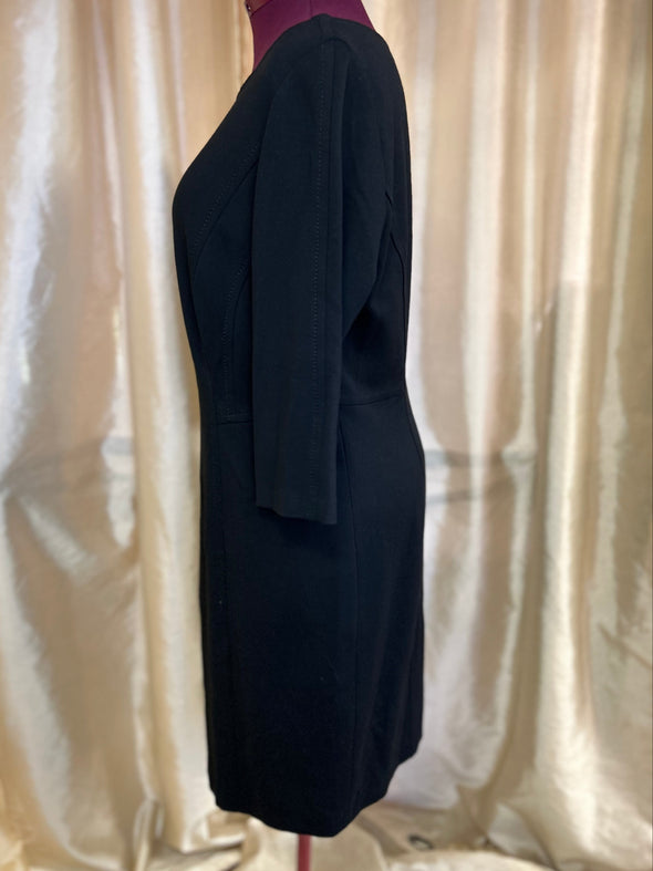 Ladies Lined Long Sleeve Dress, Black, Size 42, Viscose/Nylon