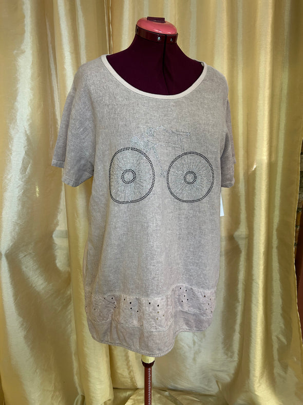 Ladies Short Sleeve Blouse, Pink, One Size, Made in Italy