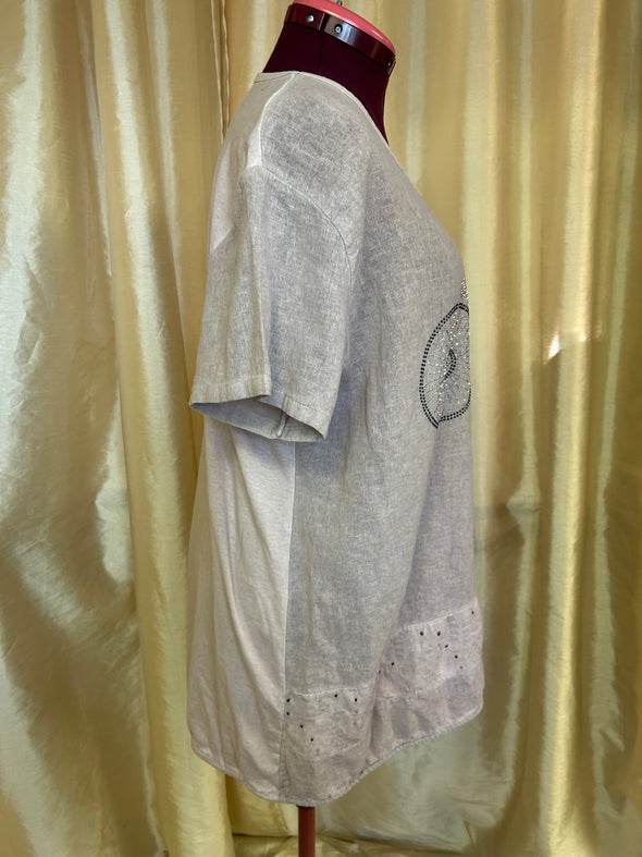 Ladies Short Sleeve Blouse, Pink, One Size, Made in Italy