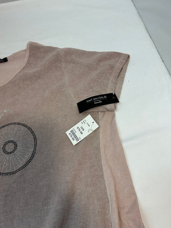 Ladies Short Sleeve Blouse, Pink, One Size, Made in Italy