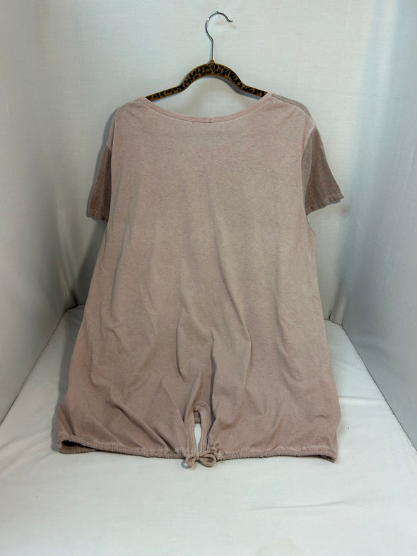Ladies Short Sleeve Blouse, Pink, One Size, Made in Italy