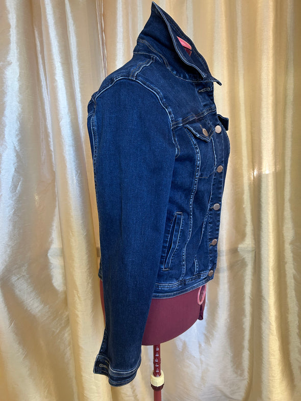 Ladies Denim Jean Jacket, Navy, Size Large, Cotton/Poly/Spandex