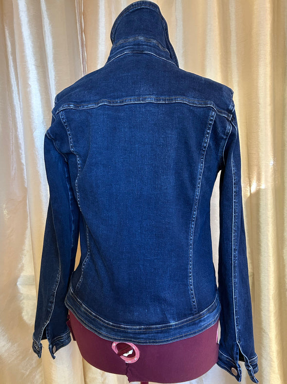 Ladies Denim Jean Jacket, Navy, Size Large, Cotton/Poly/Spandex