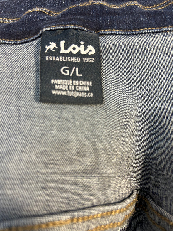Ladies Denim Jean Jacket, Navy, Size Large, Cotton/Poly/Spandex