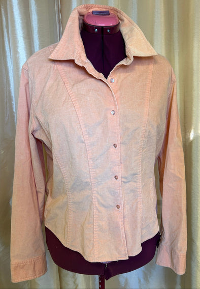 Ladies Corduroy Shirt, Peach, Size Large,