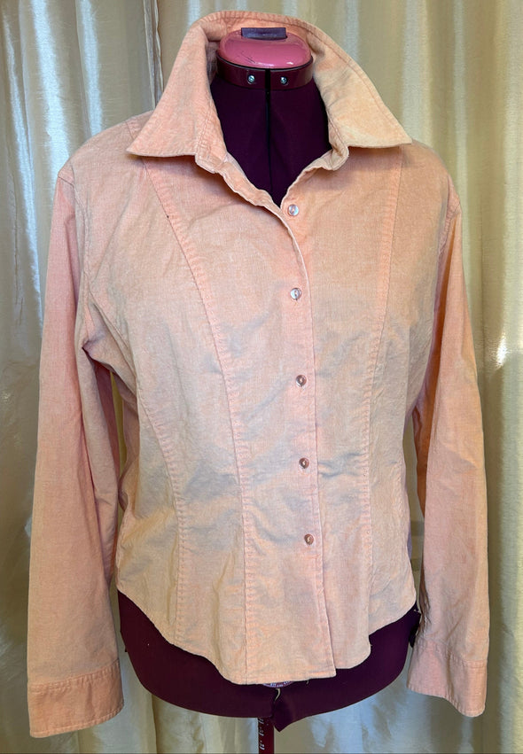 Ladies Corduroy Shirt, Peach, Size Large,