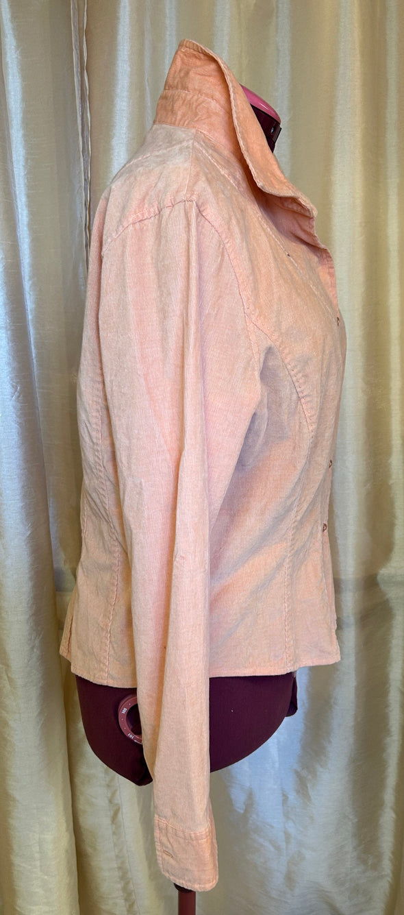 Ladies Corduroy Shirt, Peach, Size Large,