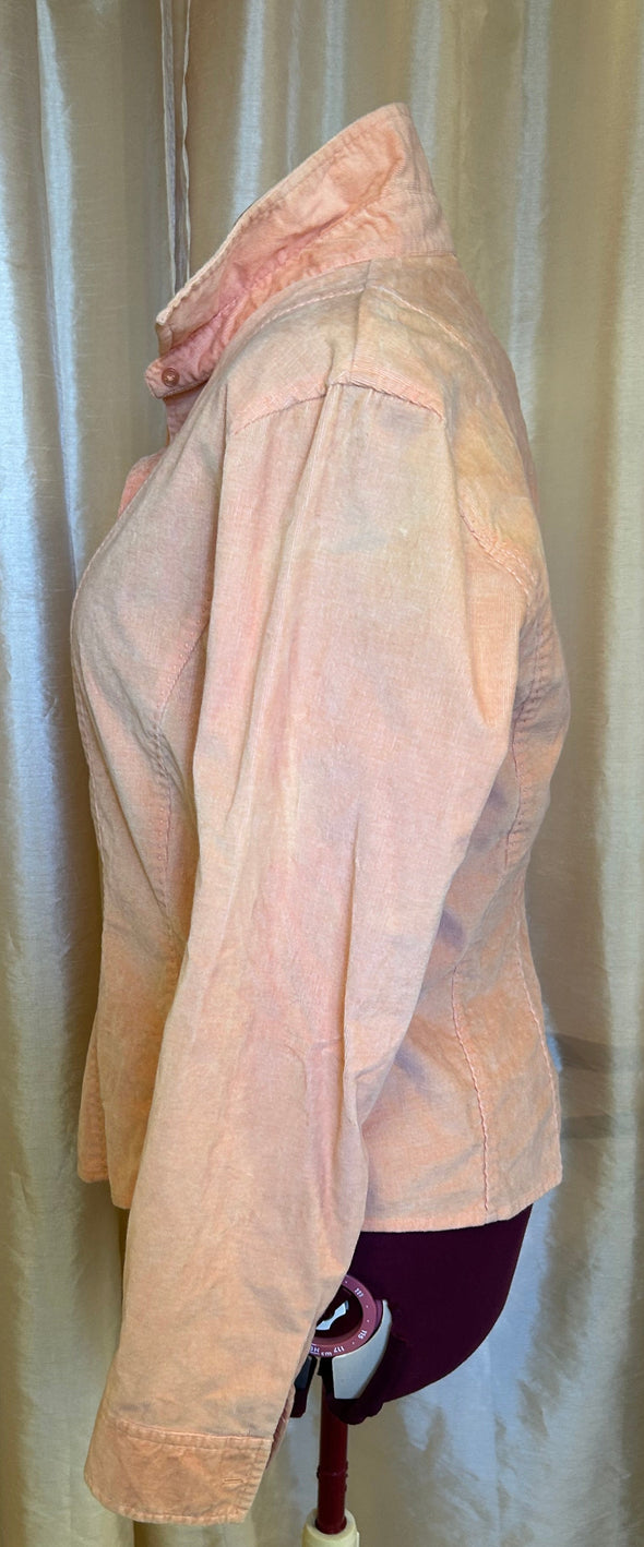 Ladies Corduroy Shirt, Peach, Size Large,