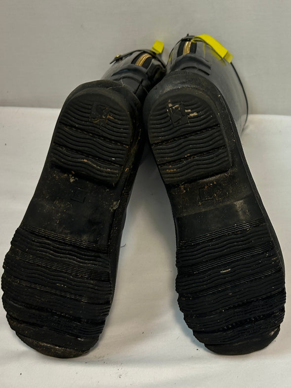 Ladies Knee High Rubber Boots, Black, Size 8, Used Condition