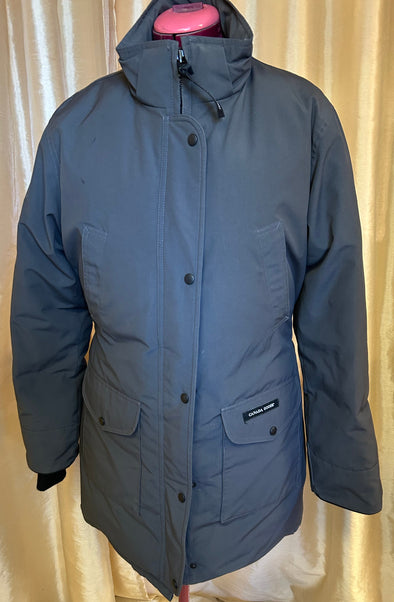 Winter Parka Coat, Gently Used, Grey, Made in Canada