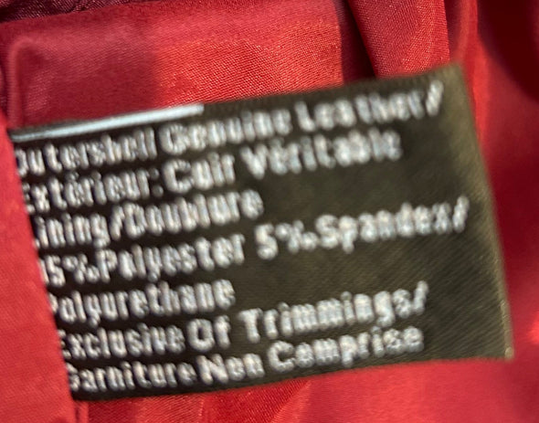 Ladies Short Leather Jacket, Burnt Red, Size XS