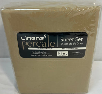 King Size Sheet Set, Taupe, NEW