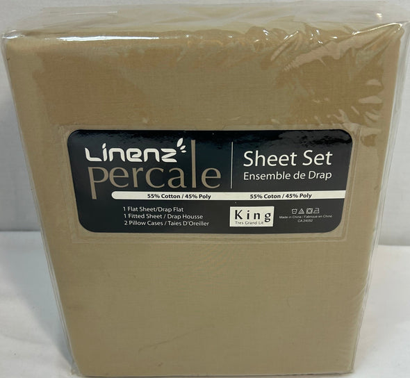 King Size Sheet Set, Taupe, NEW