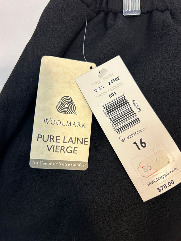 Lined Pure Wool Black Skirt Size 16, NEW