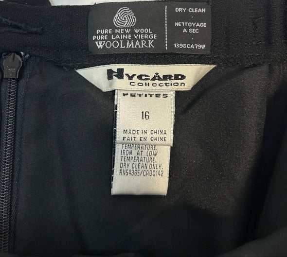 Lined Pure Wool Black Skirt Size 16, NEW