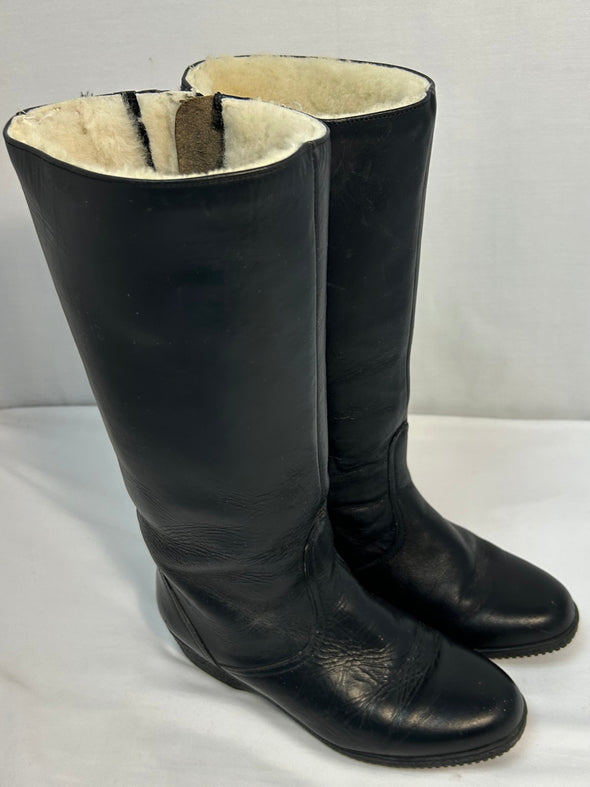 Ladies Knee High winter Boots, Sherpa Lined, Black, Size 6.5,