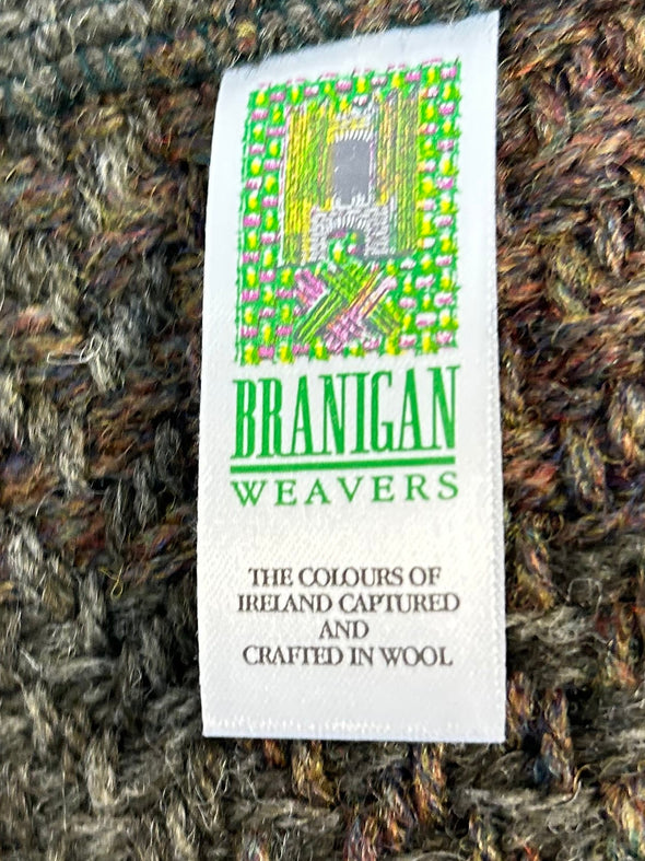 Winter Scarf, Brown/Green, 73”x8”, Wool, Made in Ireland