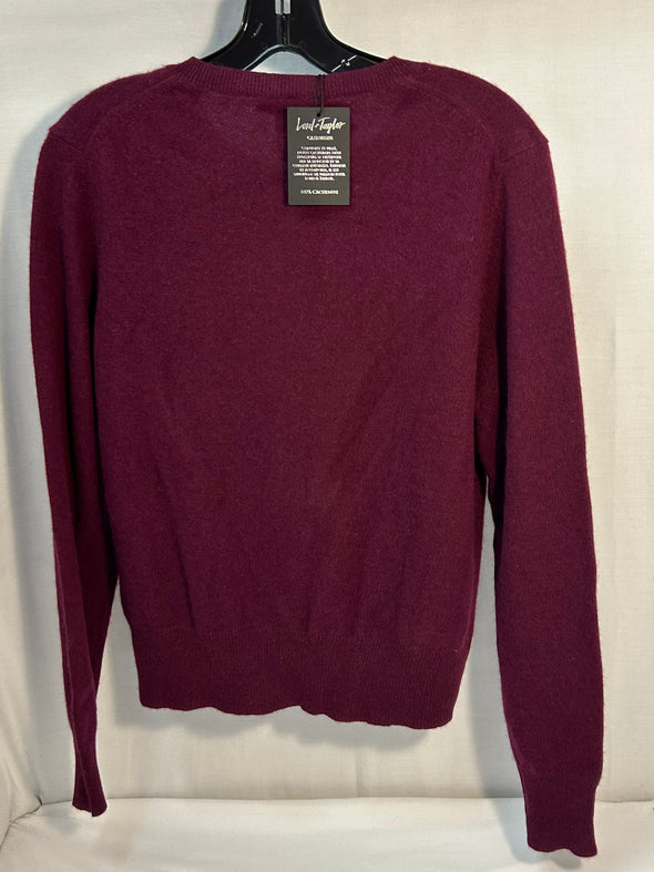 Ladies Cashmere Sweater, Wine, Petite Large, NEW