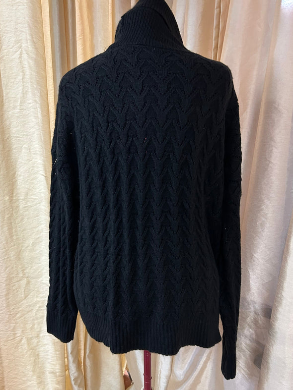 Ladies Turtle Neck Pullover Sweater, Black, XL, NEW