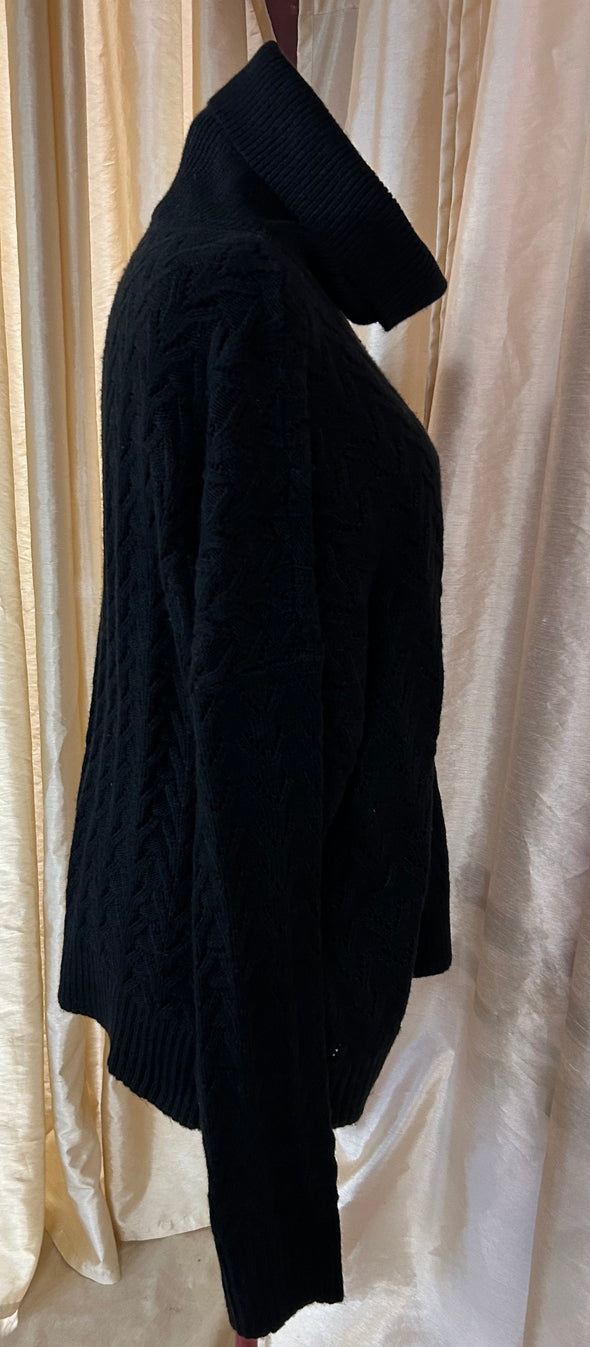 Ladies Turtle Neck Pullover Sweater, Black, XL, NEW