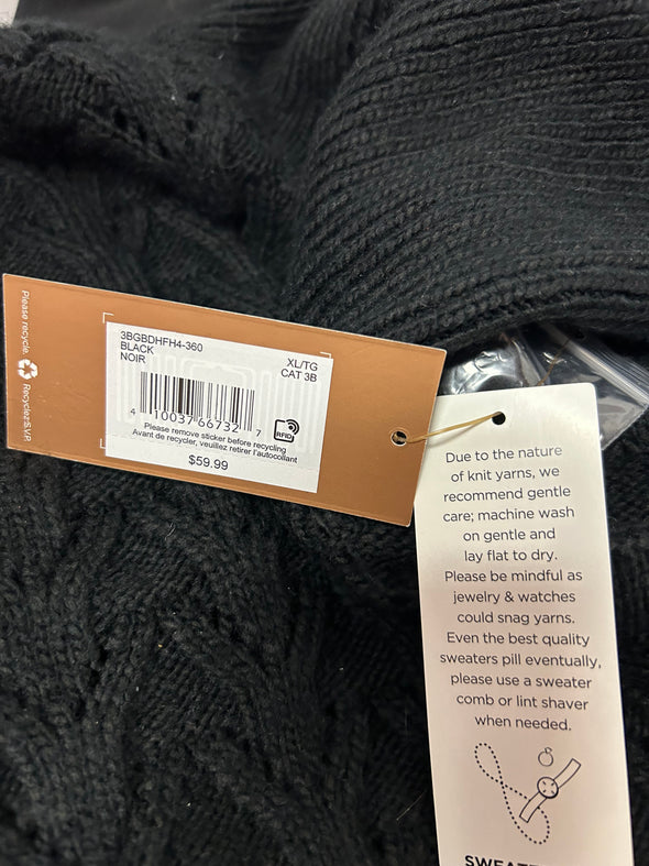 Ladies Turtle Neck Pullover Sweater, Black, XL, NEW