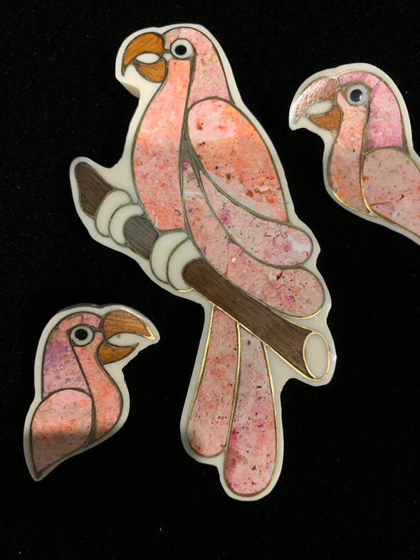 Parrot Pin and Earrings