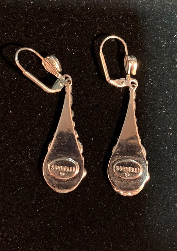 Signed Sorrelli Multi Crystal Dangle Drop Earrings