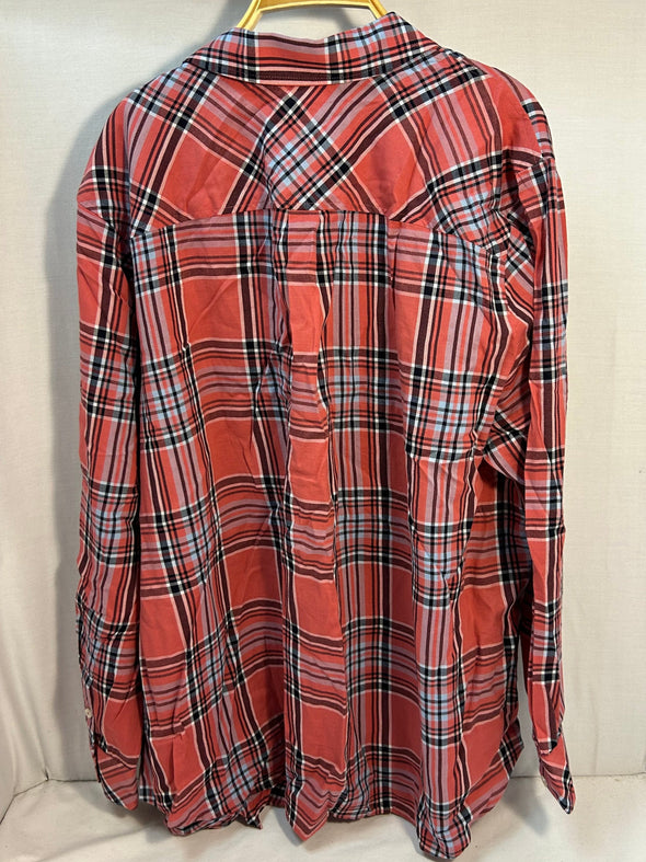 Ladies Pink/White Plaid Shirt, Size 3X