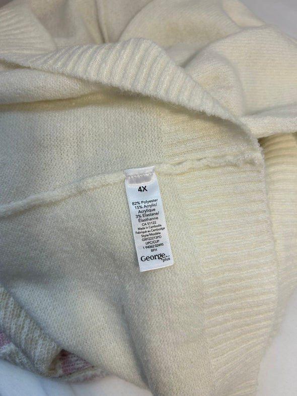 Ladies FairIsle Sweater, Lilac/White 4X, NEW