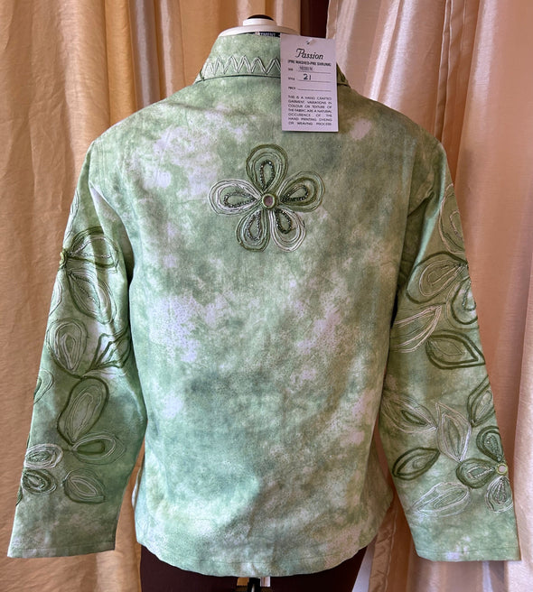 Ladies Summer Jacket, Green/White Floral, Medium, NEW