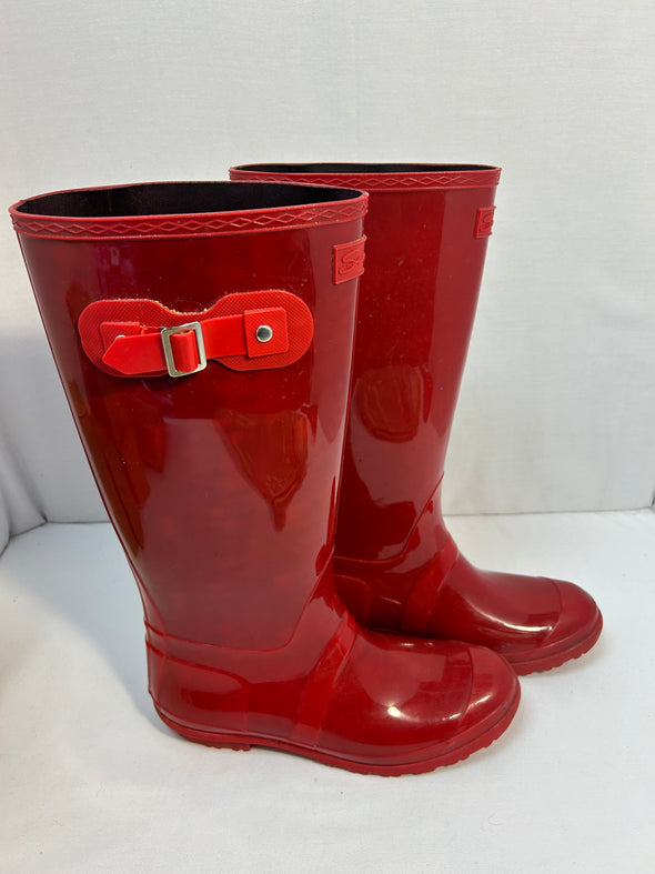 Knee High Rainboots, Red, Size 11, Good Used Condition