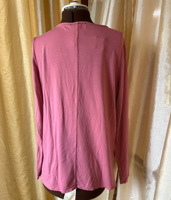 Ladies Long Sleeve Pullover Blouse, Lipstick, Medium