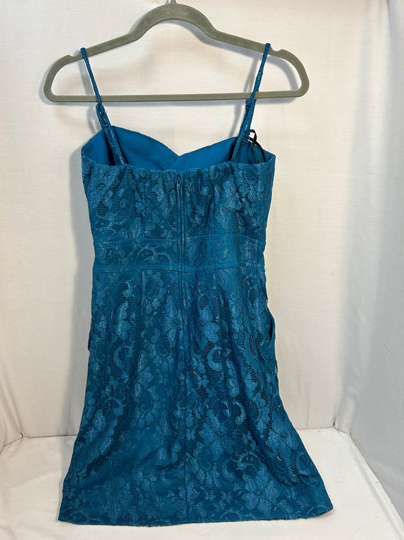 Slip Style/Strapless Dress, Lined, Blue Lace, Size 2