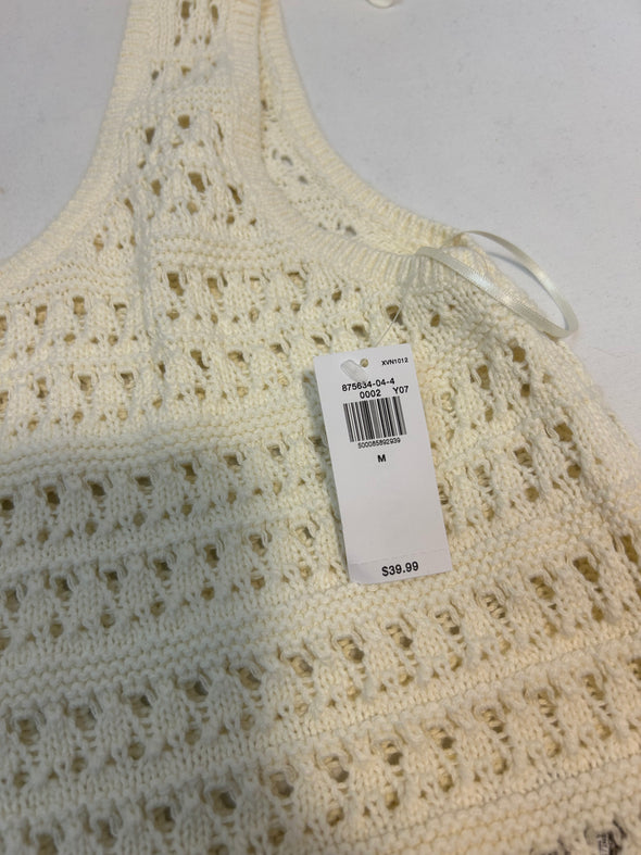 Ladies Crafter Cream Colour Crochet Knit Top, Size Med, NEW