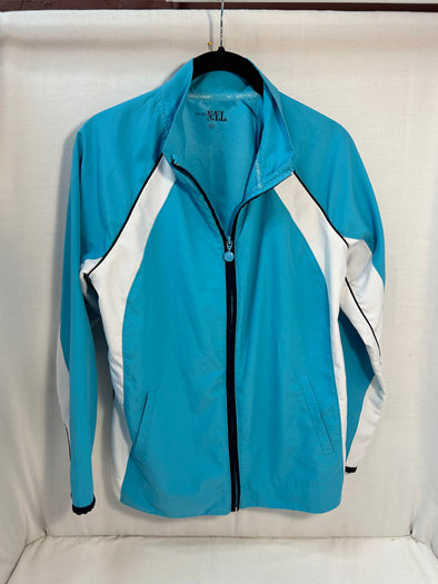 Ladies Windbreaker Running Jacket, Turquoise/White, Med,