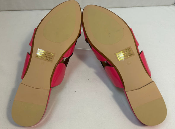 Slip-On Pink Patent Leather Mules. Cut-Out Detailing, Size 11