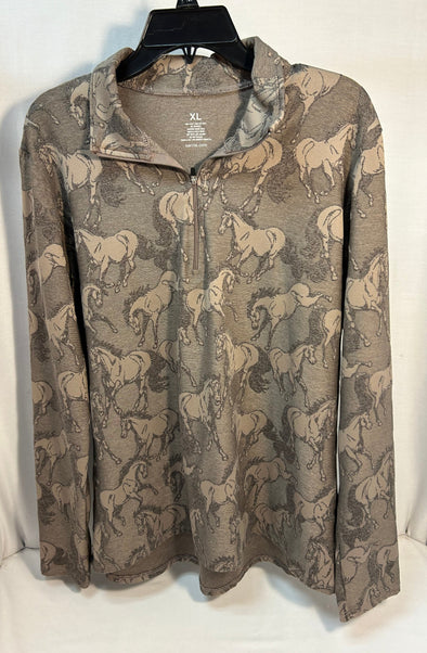 Men’s Long Sleeve Pullover Shirt, 1/4" Zip Front, XL