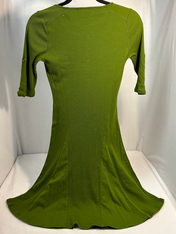 Ladies Adjustable Short Sleeve Dress, Green, Size Small