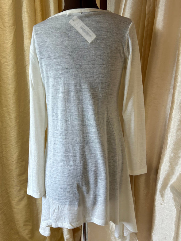 Ladies Long Sleeve T-Shirt Dress, Ecru, Size Large