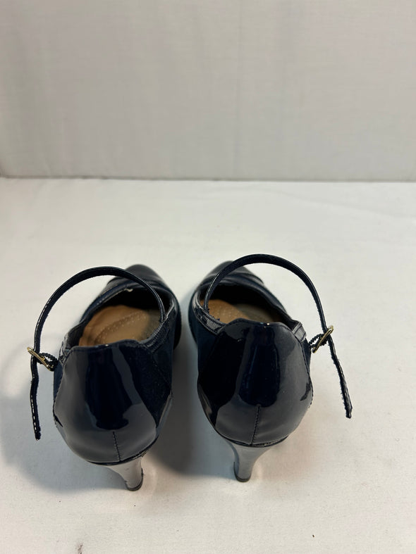 Ladies Mary Jane Pumps, Black Patent, Size 6.5, 4" Heel, Like New
