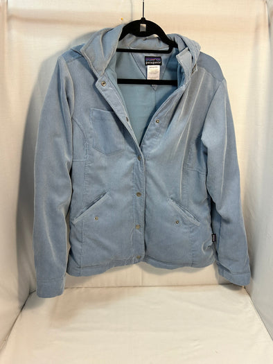 Ladies Hooded Vintage Style Corduroy Jacket, Blue