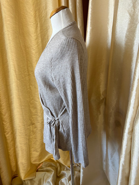 Ladies Cross Body Wrap Sweater, Natural Oatmeal, Size 2X