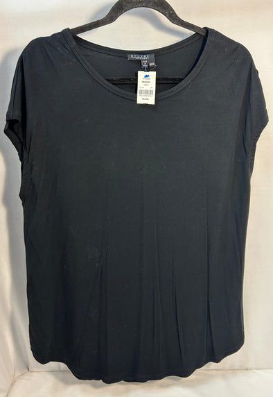 Short Sleeve Blouse, Black Size Medium, 95% Bamboo, 5% Spandex